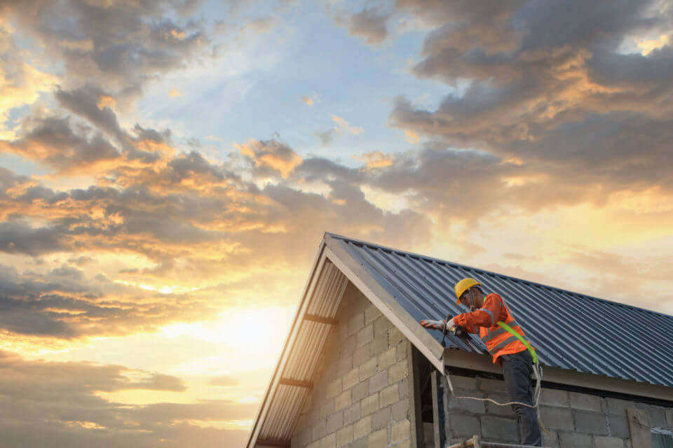 Roofer Construction Worker Install New Roof